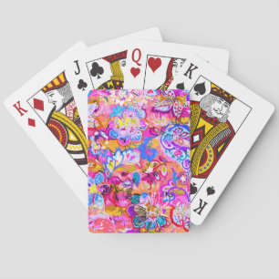 Kleurrijke magische abstracte bloem pokerkaarten