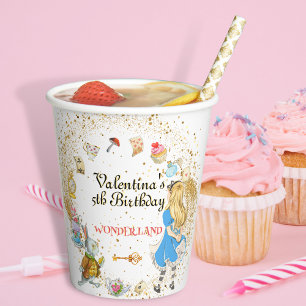 Kleurrijke magische Alice's Wonderland Verjaardag Papieren Bekers