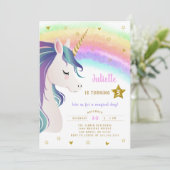 Kleurrijke Magische Glitter Eenhoorn Regenboog Ver Kaart (Staand voorkant)