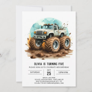 Kleurrijke Magische Kinderen Monster Truck Verjaar Kaart