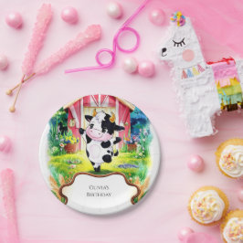 Kleurrijke magische Koe Verjaardag Papieren Bordje