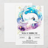 Kleurrijke magische nautische dolfijn verjaardag kaart (Voorkant / Achterkant)