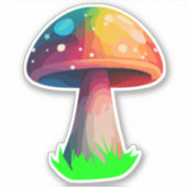Kleurrijke Magische Paddenstoel Sticker (Voorkant)