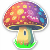 Kleurrijke Magische Paddenstoel Sticker (Voorkant)