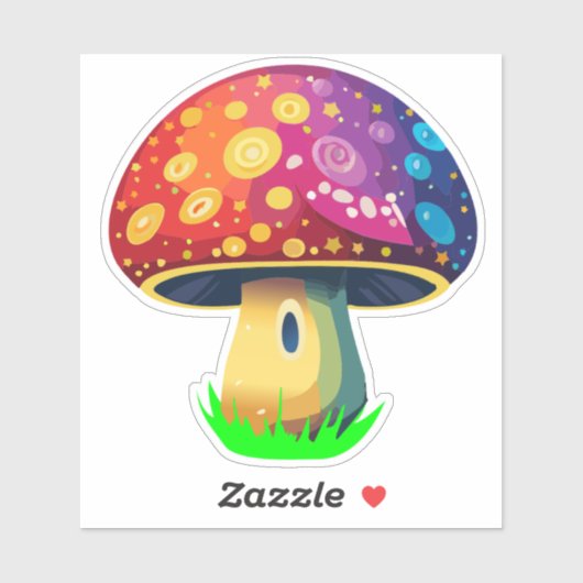 Kleurrijke Magische Paddenstoel Sticker (Vel)