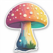 Kleurrijke Magische Paddenstoel Sticker  (Voorkant)