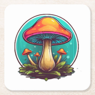 Kleurrijke Magische Paddenstoelen Kartonnen Onderzetters
