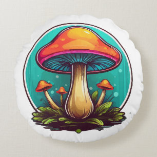 Kleurrijke Magische Paddenstoelen Rond Kussen