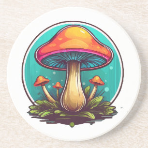 Kleurrijke Magische Paddenstoelen Zandsteen Onderzetter