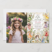 Kleurrijke Magische Pixie Fairy Bloemen Foto Verja Kaart (Voorkant)