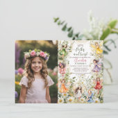 Kleurrijke Magische Pixie Fairy Bloemen Foto Verja Kaart (Staand voorkant)