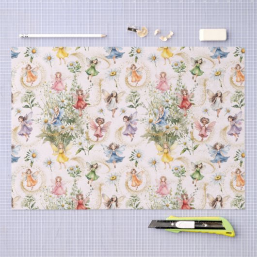 Kleurrijke Magische Schattigee Bloemenfeeën Gouden Tissuepapier (Craft)