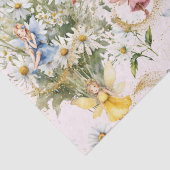 Kleurrijke Magische Schattigee Bloemenfeeën Gouden Tissuepapier (Detail)