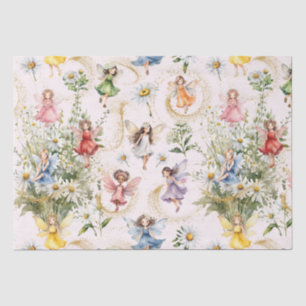 Kleurrijke Magische Schattigee Bloemenfeeën Gouden Tissuepapier