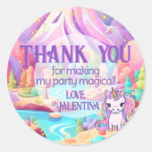 Kleurrijke magische Schattigee eenhoorn Verjaardag Ronde Sticker (Voorkant)