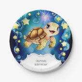 Kleurrijke magische schildpad verjaardag papieren bordje (Voorkant)