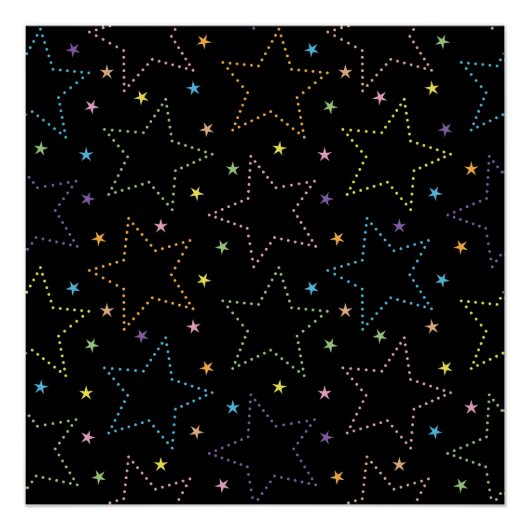Kleurrijke Magische Sterrennacht Sky Pattern Perfect Poster (Voorkant)