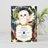 Kleurrijke magische uil verjaardag kaart (Staand voorkant)