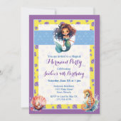 Kleurrijke magische zeemeermin verjaardagsfeestje kaart (Voorkant)