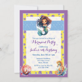 Kleurrijke magische zeemeermin verjaardagsfeestje kaart