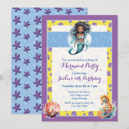 Kleurrijke magische zeemeermin verjaardagsfeestje kaart