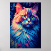 Kleurrijke Maine Coon Cat Art Poster (Voorkant)