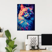 Kleurrijke Maine Coon Cat Art Poster (Thuiskantoor)