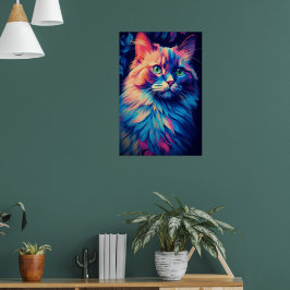 Kleurrijke Maine Coon Cat Art Poster