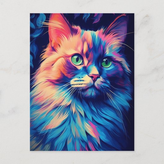 Kleurrijke Maine Coon Cat Briefkaart (Voorkant)