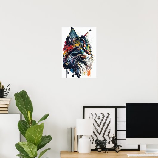 Kleurrijke Maine Coon Cat Poster (Thuiskantoor)
