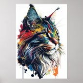 Kleurrijke Maine Coon Cat Poster (Voorkant)