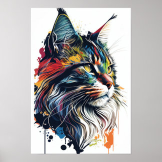Kleurrijke Maine Coon Cat Poster