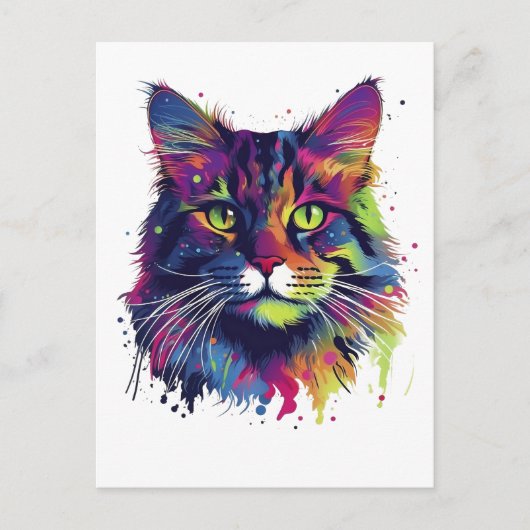 Kleurrijke Maine-coon kat Briefkaart (Voorkant)