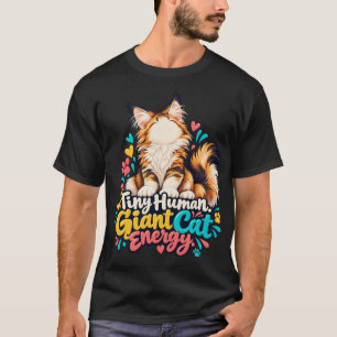 Kleurrijke Maine Coon Kunst Kleine Mens Kat Ener T-shirt