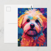 Kleurrijke Maltese hondenkunst Briefkaart (Voorkant / Achterkant)
