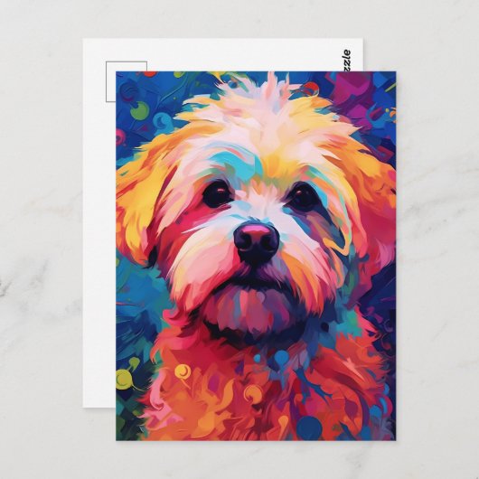 Kleurrijke Maltese hondenkunst Briefkaart (Voorkant / Achterkant)