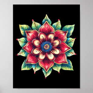 Kleurrijke Mandala Bloem Boho Yoga Lotus Symbool Poster