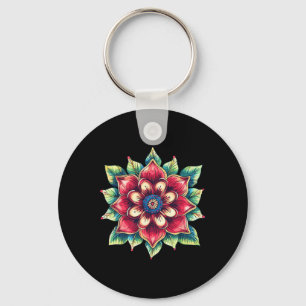 Kleurrijke Mandala Bloem Boho Yoga Lotus Symbool Sleutelhanger