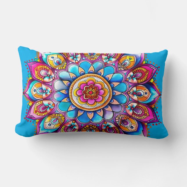 Kleurrijke Mandala Bloem Decoratie Kussensloop Kussen (Voorkant)