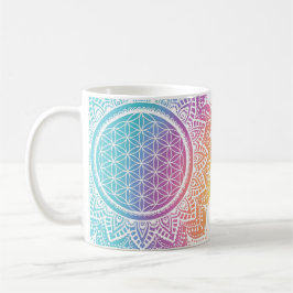 Kleurrijke mandala Bloem des levens pastel Koffiemok