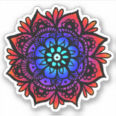 Kleurrijke Mandala Bloem Sticker (Voorkant)