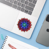 Kleurrijke Mandala Bloem Sticker (Laptop met iPhone)