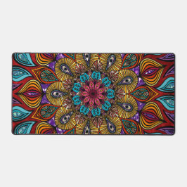 Kleurrijke Mandala Bloem Zen Bruin Leuk Cool Tripp Bureaumat