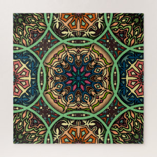 Kleurrijke Mandala: bloemenhand getekend Legpuzzel