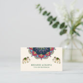 Kleurrijke Mandala Bollywood Style Elephants India Visitekaartje (Staand voorkant)
