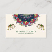Kleurrijke Mandala Bollywood Style Elephants India Visitekaartje (Voorkant)
