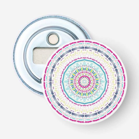 kleurrijke mandala button flesopener (Voorkant)