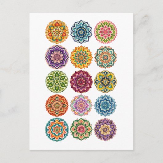Kleurrijke Mandala Collage Briefkaart (Voorkant)