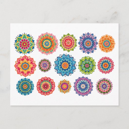 Kleurrijke Mandala Collage Briefkaart (Voorkant)