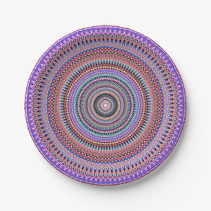 Kleurrijke mandala design papieren bordje